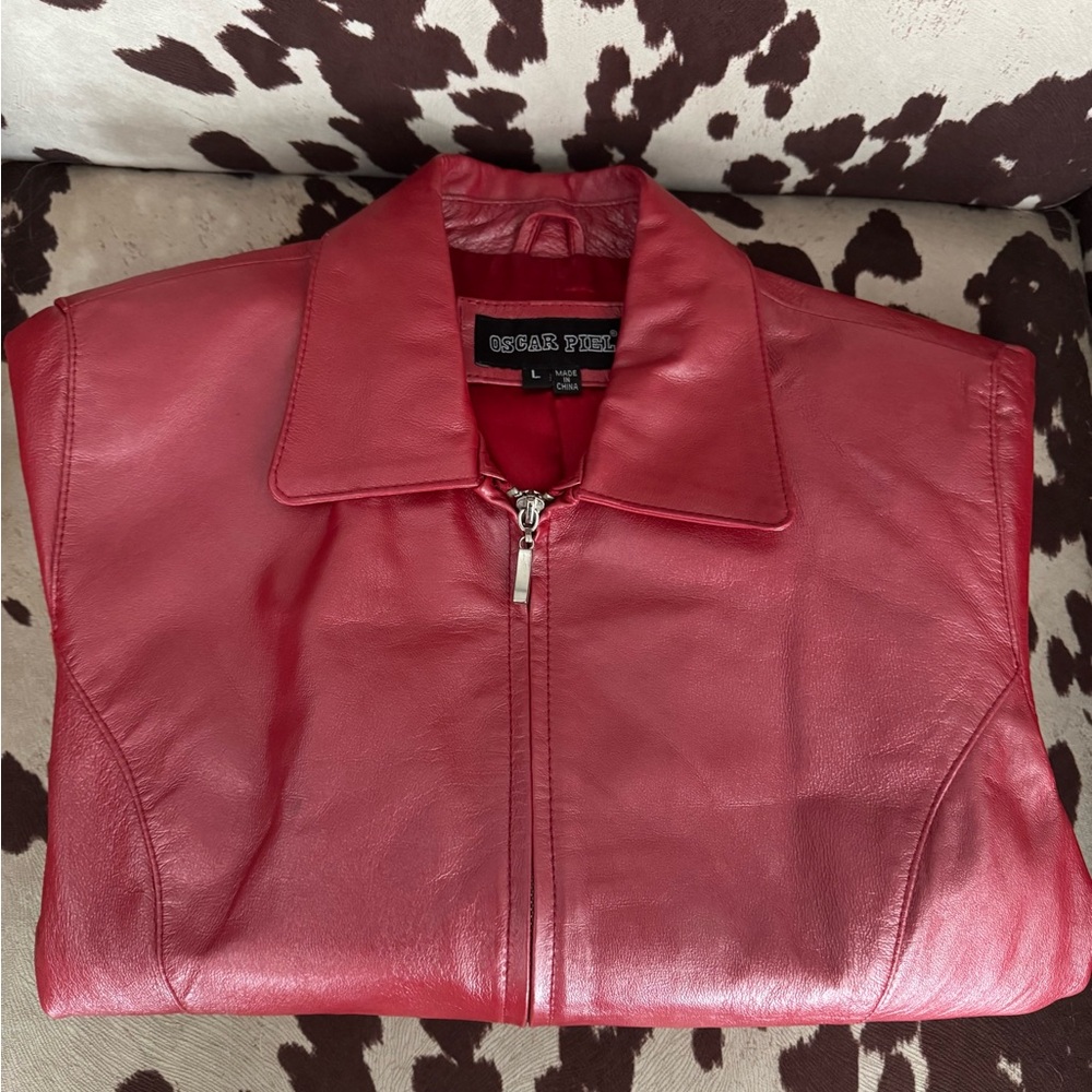 Red Faux Leather Jacket